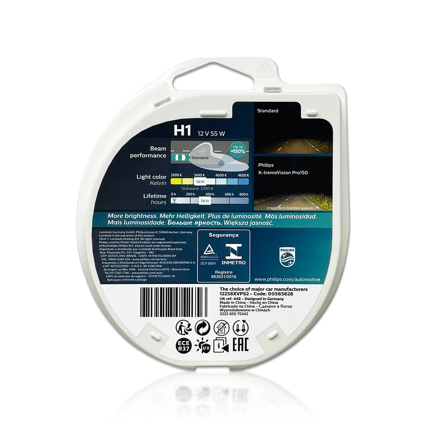 Halogenpære H1 Philips X-tremeVision Pro150 - sett 2 stk. – bilde 7