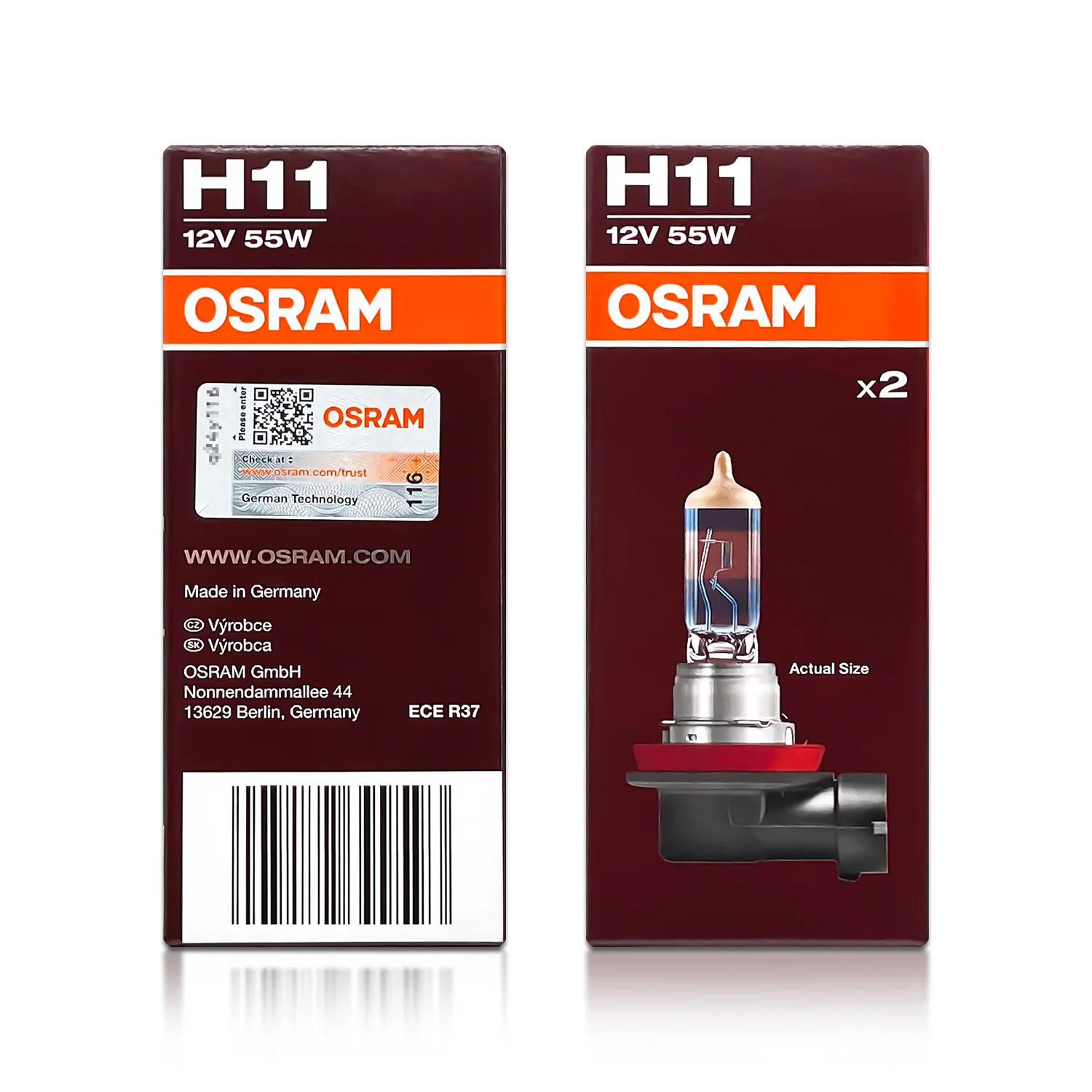 Halogenpære H11 Osram Night Breaker +220% │ ECE-godkjent - sett 2 stk. – bilde 10