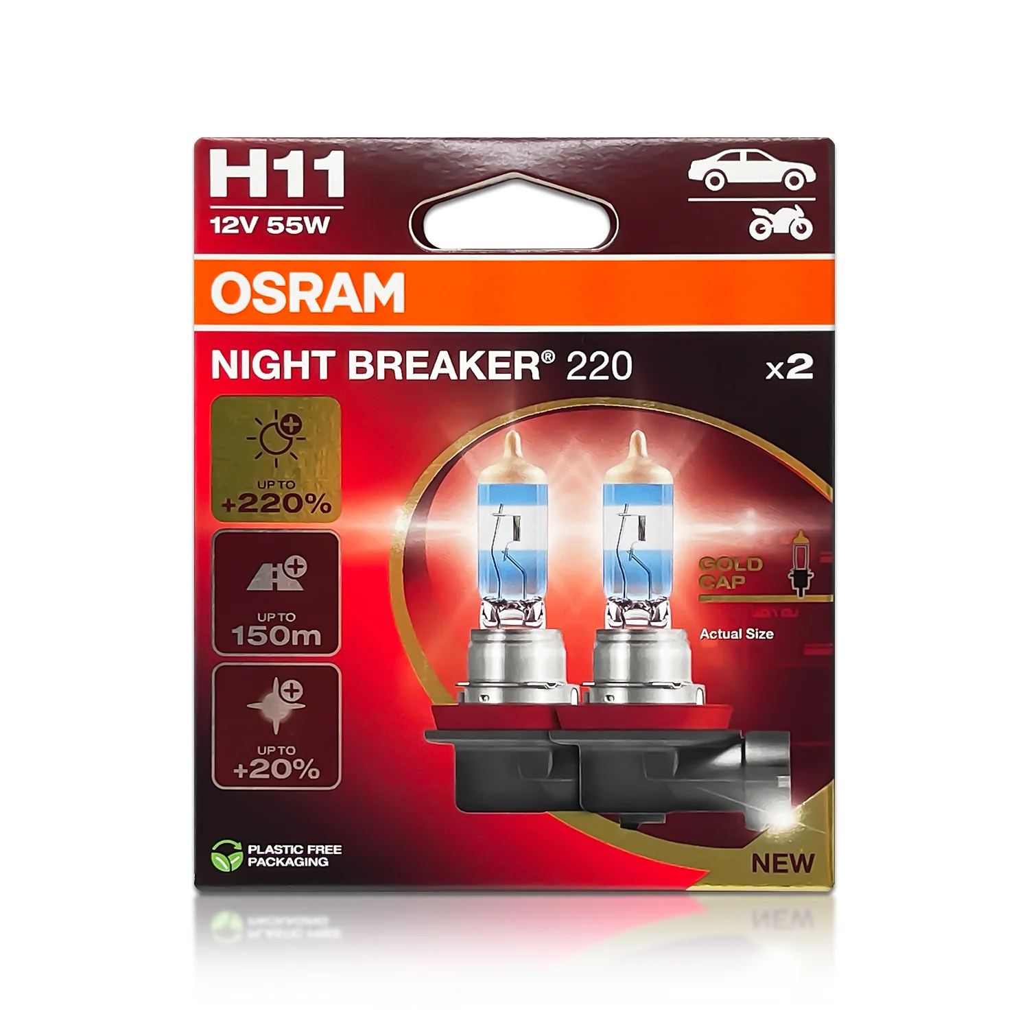 Halogenpære H11 Osram Night Breaker +220% │ ECE-godkjent - sett 2 stk. – bilde 6