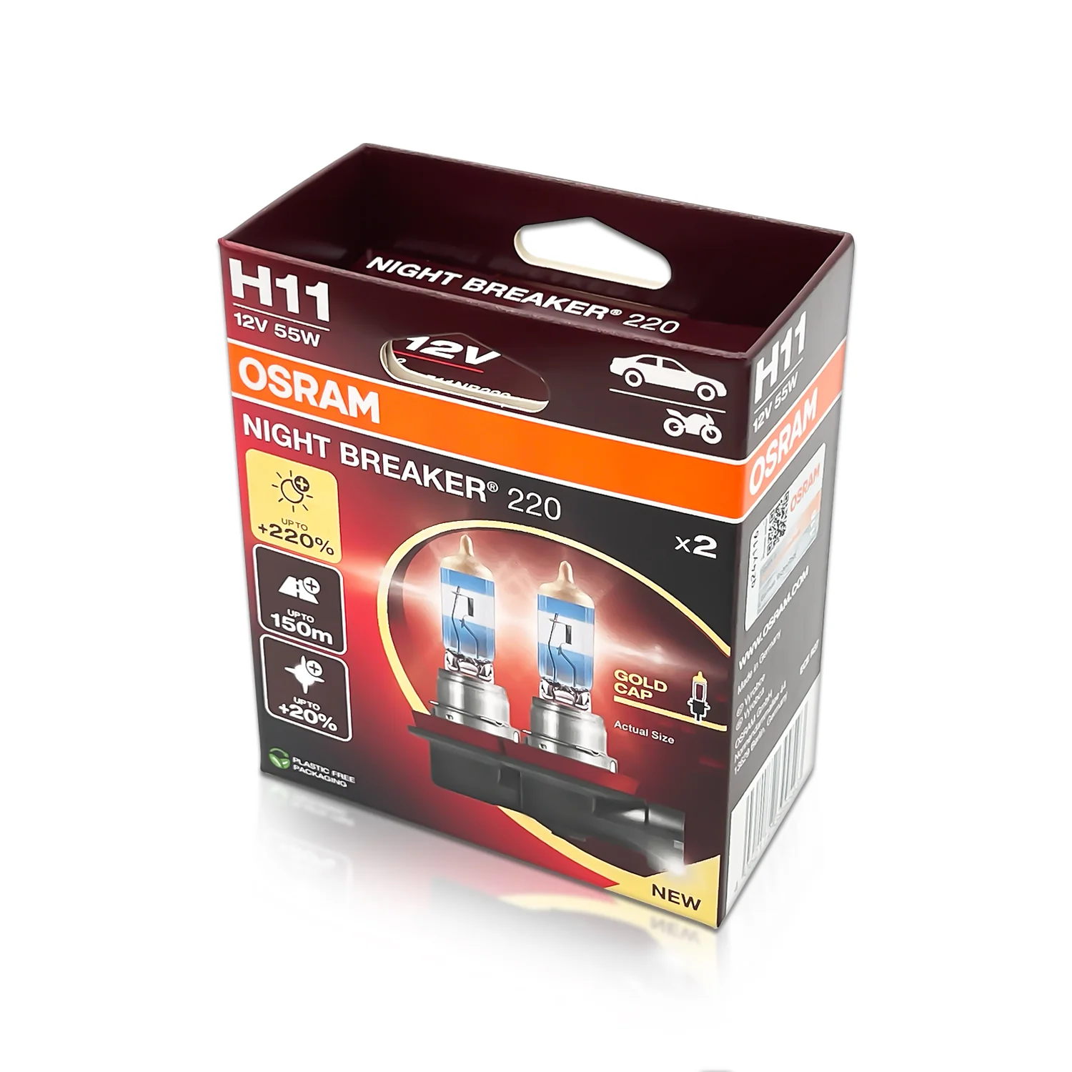Halogenpære H11 Osram Night Breaker +220% │ ECE-godkjent - sett 2 stk. – bilde 8
