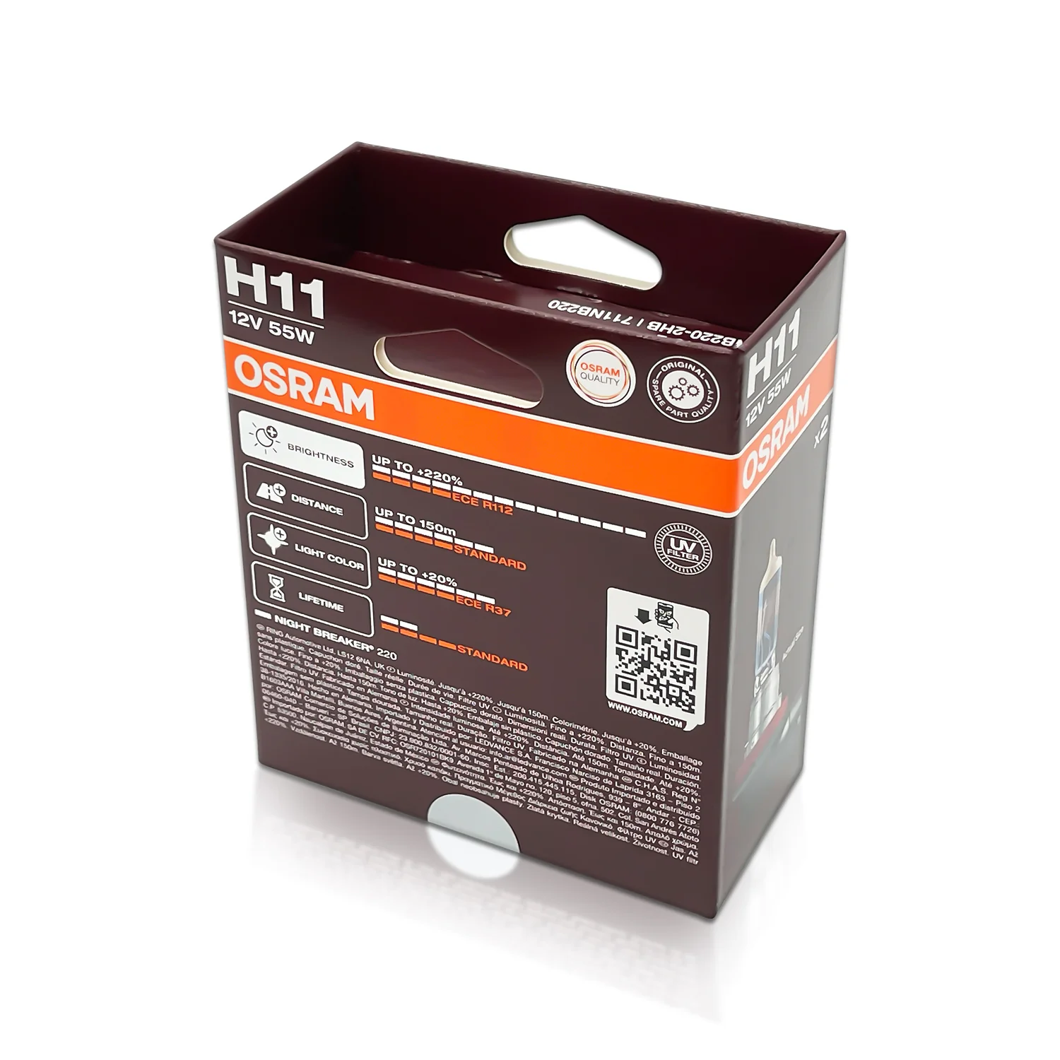 Halogenpære H11 Osram Night Breaker +220% │ ECE-godkjent - sett 2 stk. – bilde 9