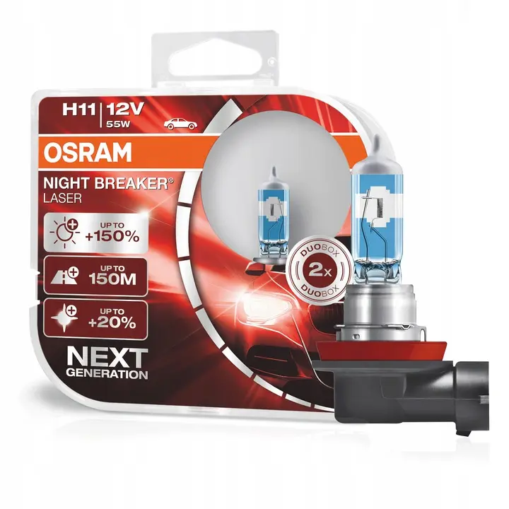 Halogenpære H11 Osram Night Breaker Laser +150% - sett 2 stk.