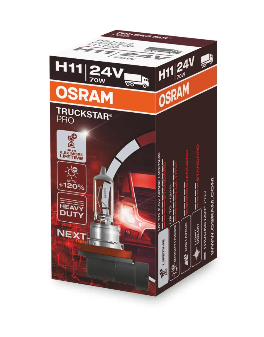 Halogenpære H11 Osram Truckstar Pro  24V +120% - 1 stk. Image 1