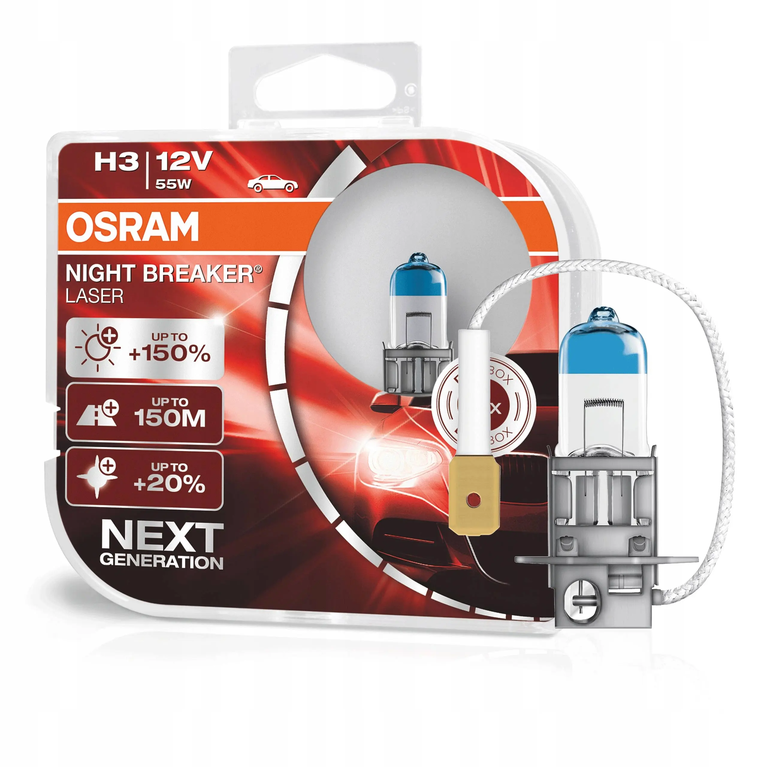 Halogenpære H3 Osram Night Breaker Laser +150% - sett 2 stk. Image 1