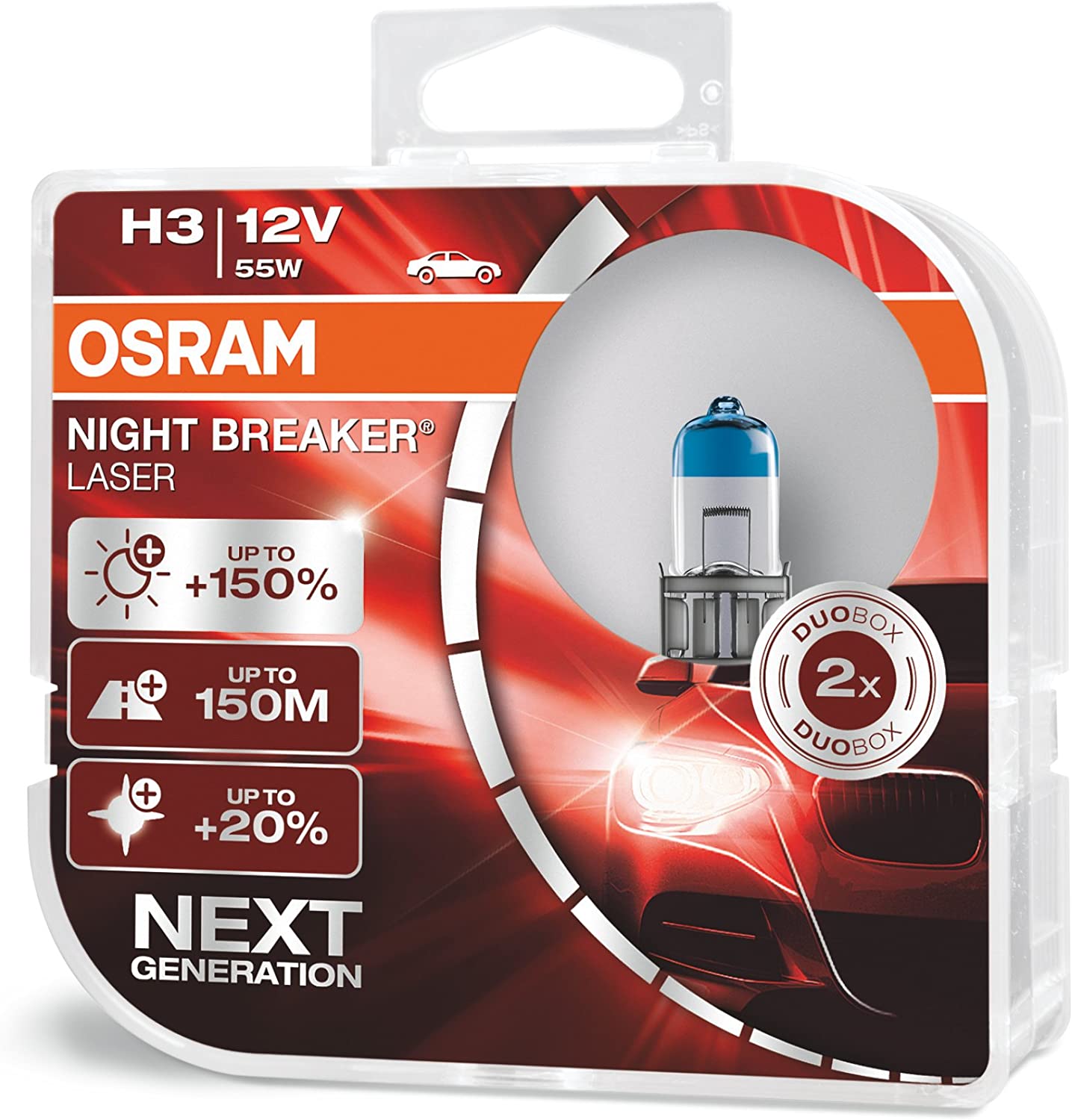 Halogenpære H3 Osram Night Breaker Laser +150% - sett 2 stk. Image 2