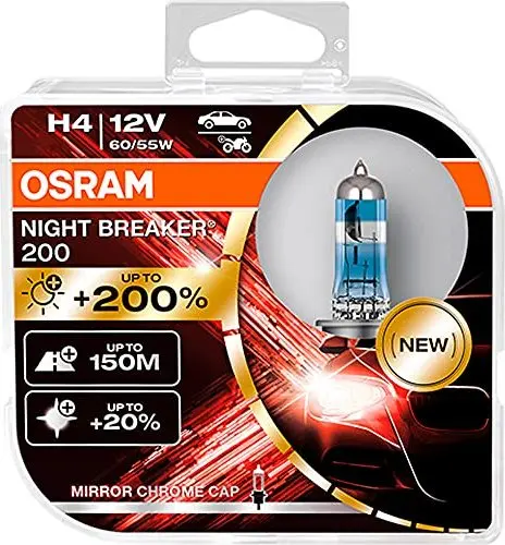 Halogenpære H4 Osram Night Breaker +200% - sett 2 stk. Image 1