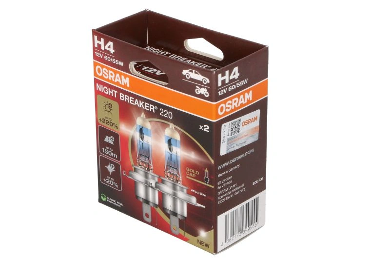 Halogenpære H4 Osram Night Breaker +220% │ ECE-godkjent - sett 2 stk. – bilde 2