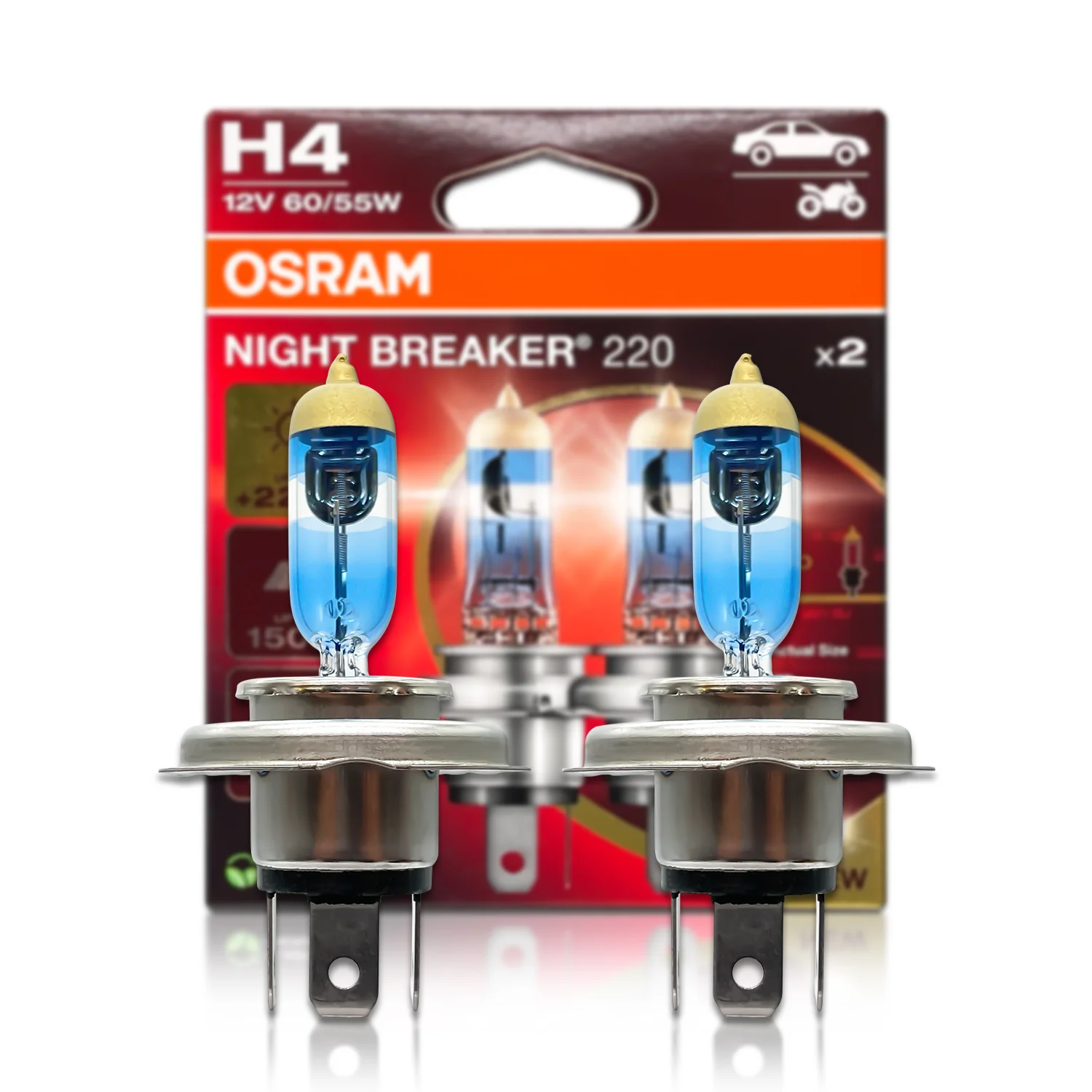 Halogenpære H4 Osram Night Breaker +220% │ ECE-godkjent - sett 2 stk. – bilde 4