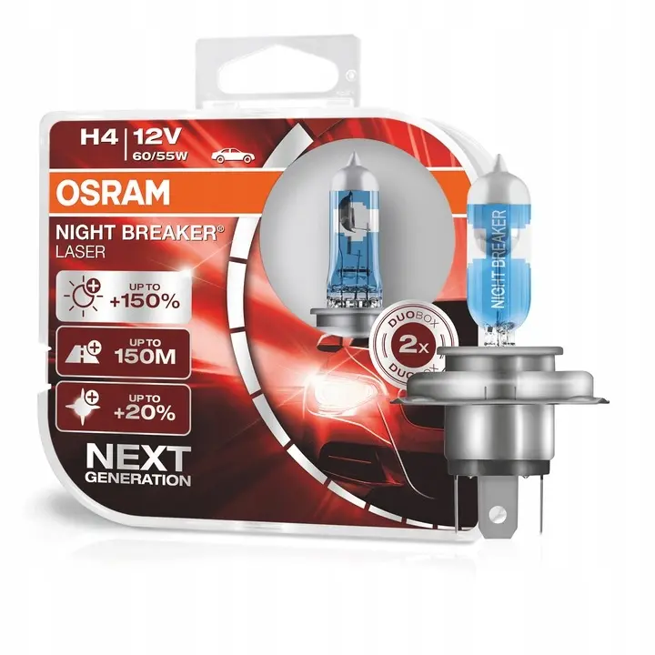 Halogenpære H4 Osram Night Breaker Lazer +150% - sett 2 stk.