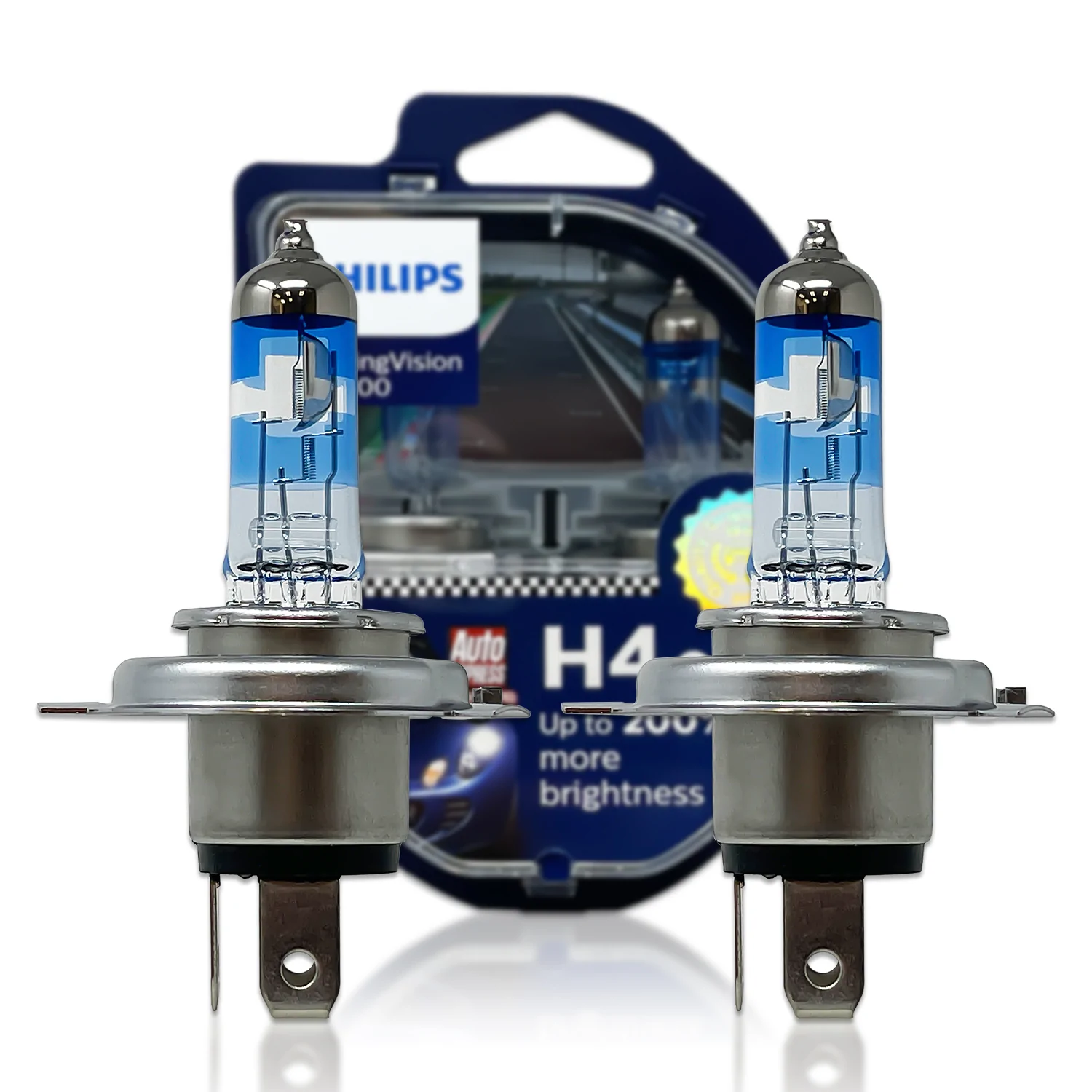 Halogenpære H4 Philips RacingVision GT200 +200% - sett 2 stk. – bilde 3
