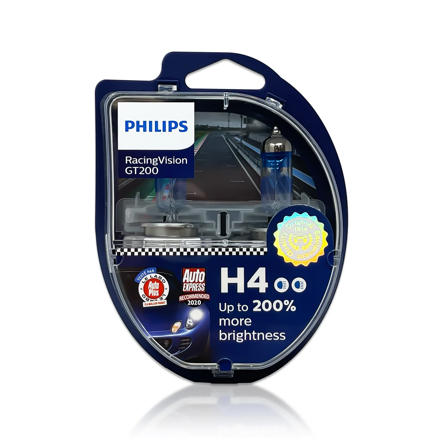 Halogenpære H4 Philips RacingVision GT200 +200% - sett 2 stk. – bilde 6