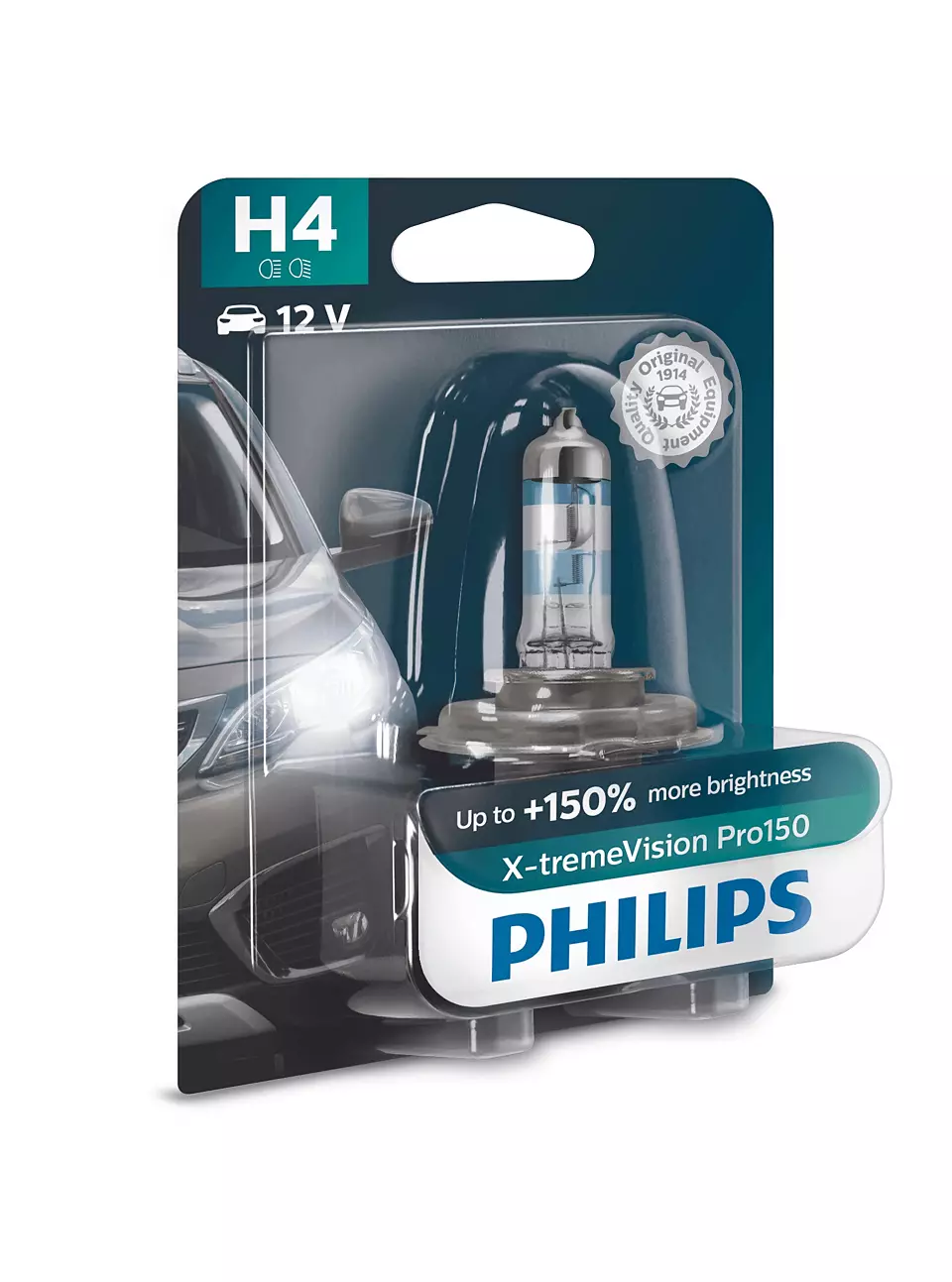 Halogenpære H4 Philips X-tremeVision Pro150 - 1 stk.