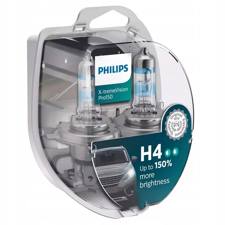 Halogenpære H4 Philips X-tremeVision Pro150 - sett 2 stk.