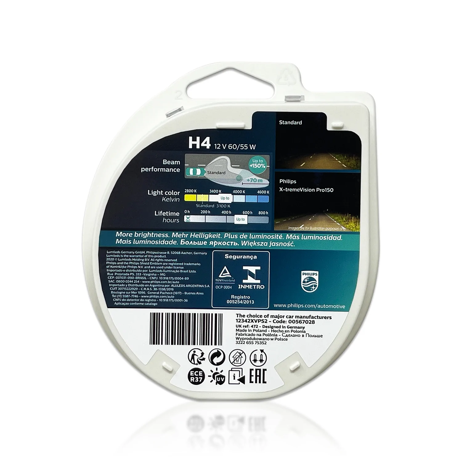 Halogenpære H4 Philips X-tremeVision Pro150 - sett 2 stk. – bilde 8