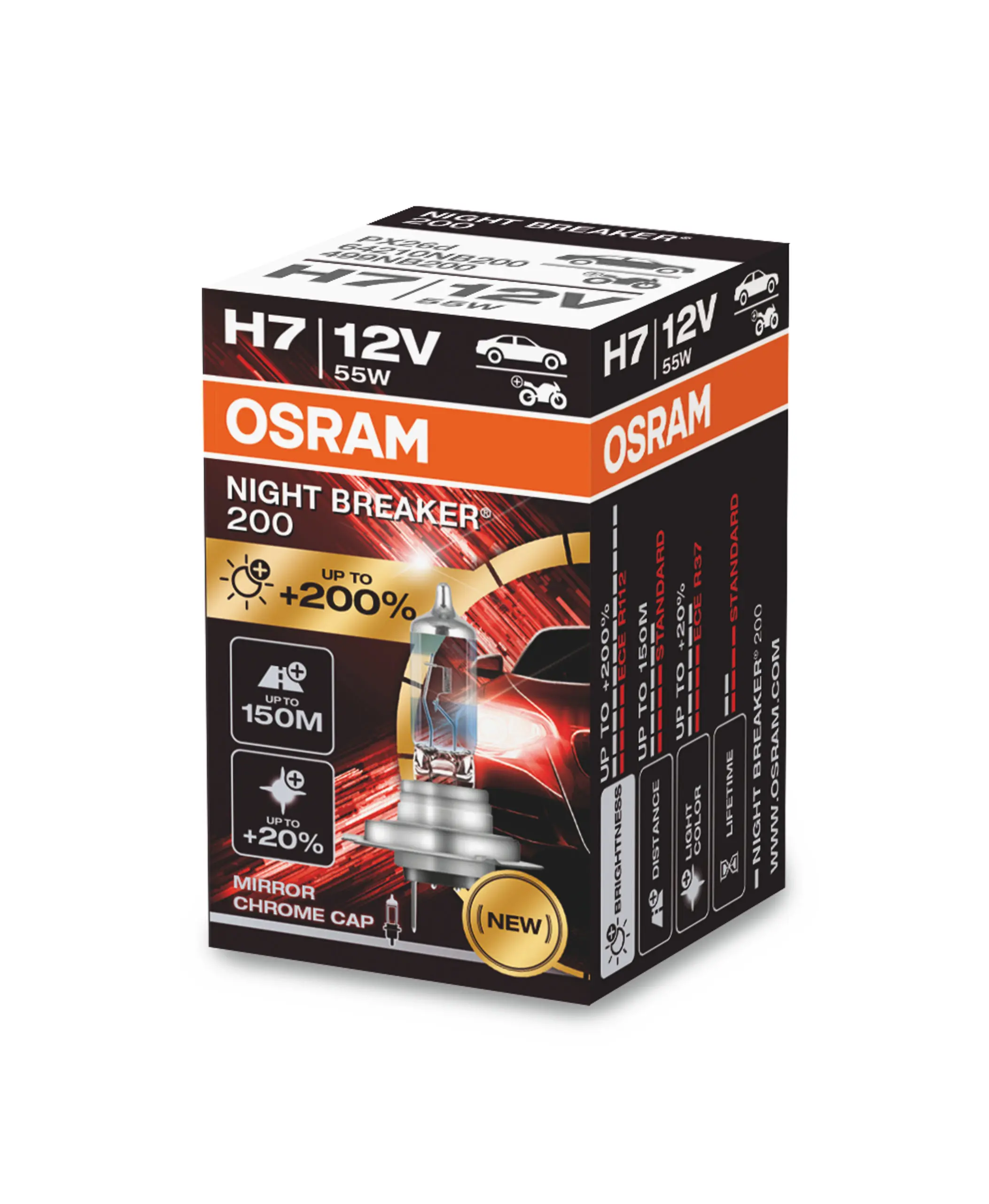 Halogenpære H7 Osram Night Braker +200% - 1 stk.