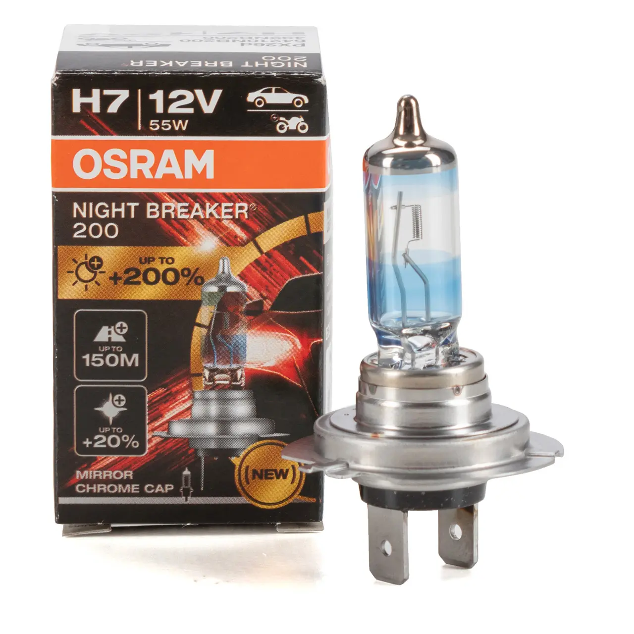 Halogenpære H7 Osram Night Braker +200% - 1 stk. – bilde 2