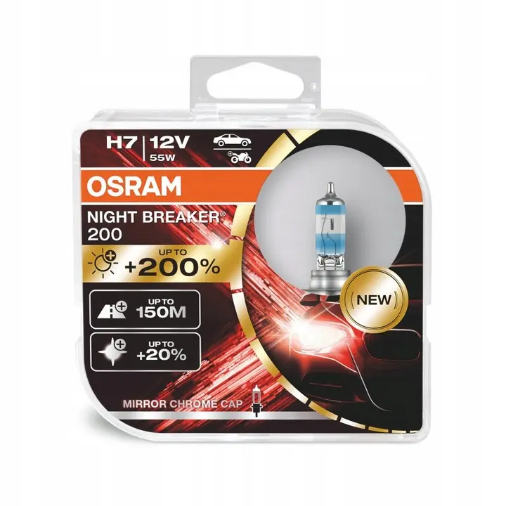 Halogenpære H7 Osram Night Breaker +200% - sett 2 stk. – bilde 2