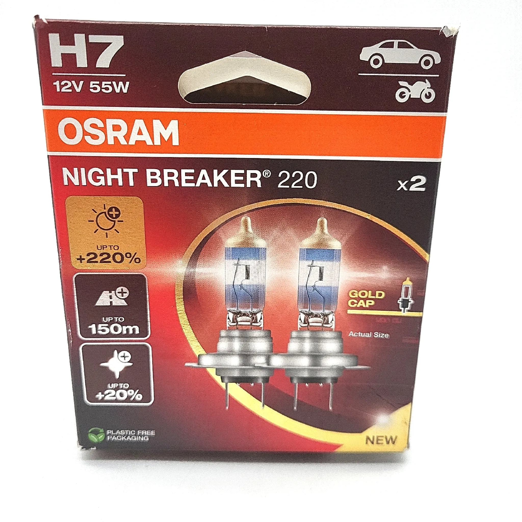 Halogenpære H7 Osram Night Breaker +220% │ ECE-godkjent - sett 2 stk. – bilde 3