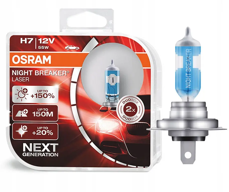 Halogenpære H7 Osram Night Breaker Laser +150% - sett 2 stk. Image 2