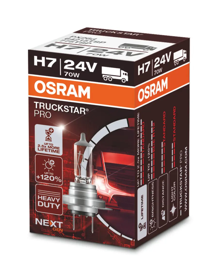 Halogenpære H7 Osram Truckstar Pro  24V +120% - 1 stk. Image 1
