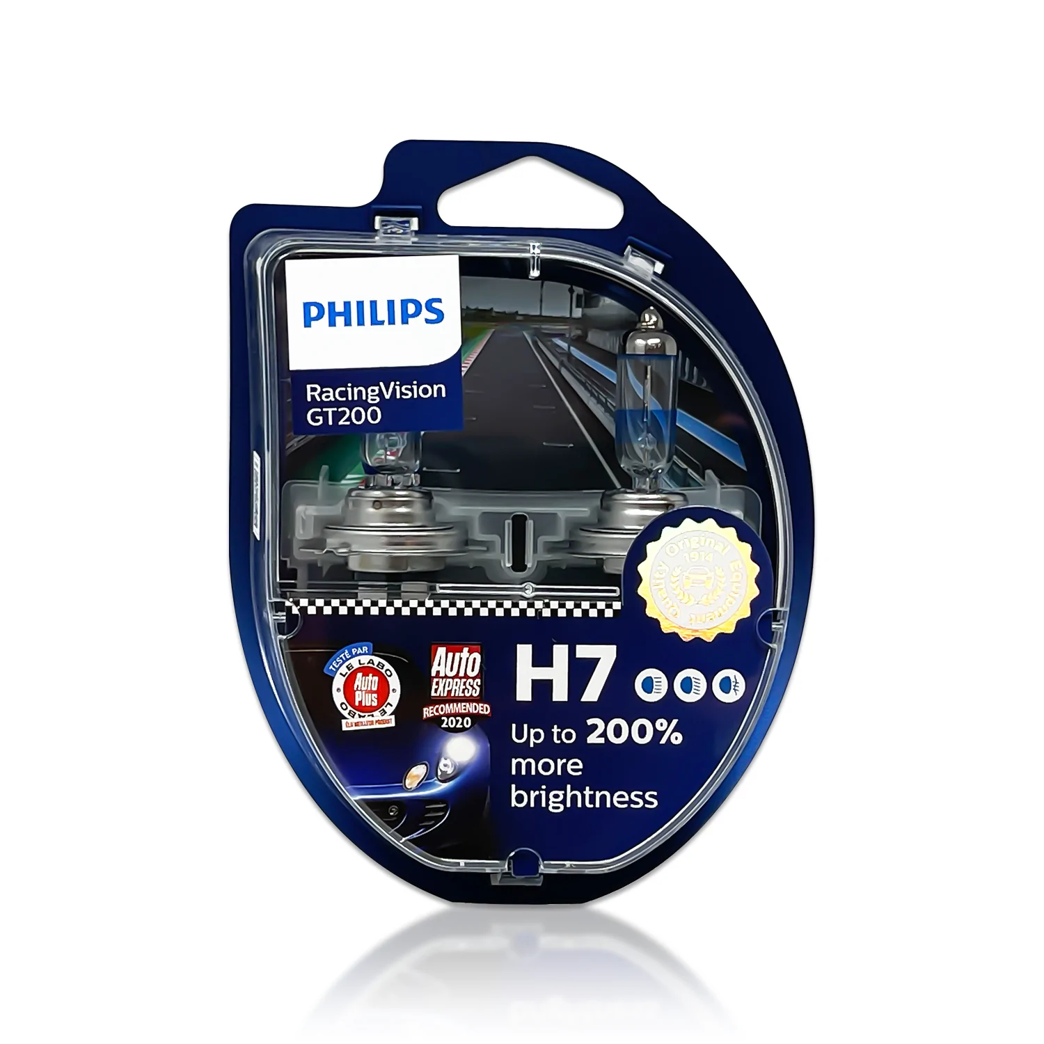 Halogenpære H7 Philips RacingVision GT200 +200% - sett 2 stk. – bilde 7