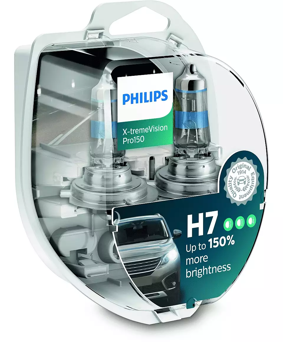 Halogenpære H7 Philips X-tremeVision Pro150 - sett 2 stk. Image 1