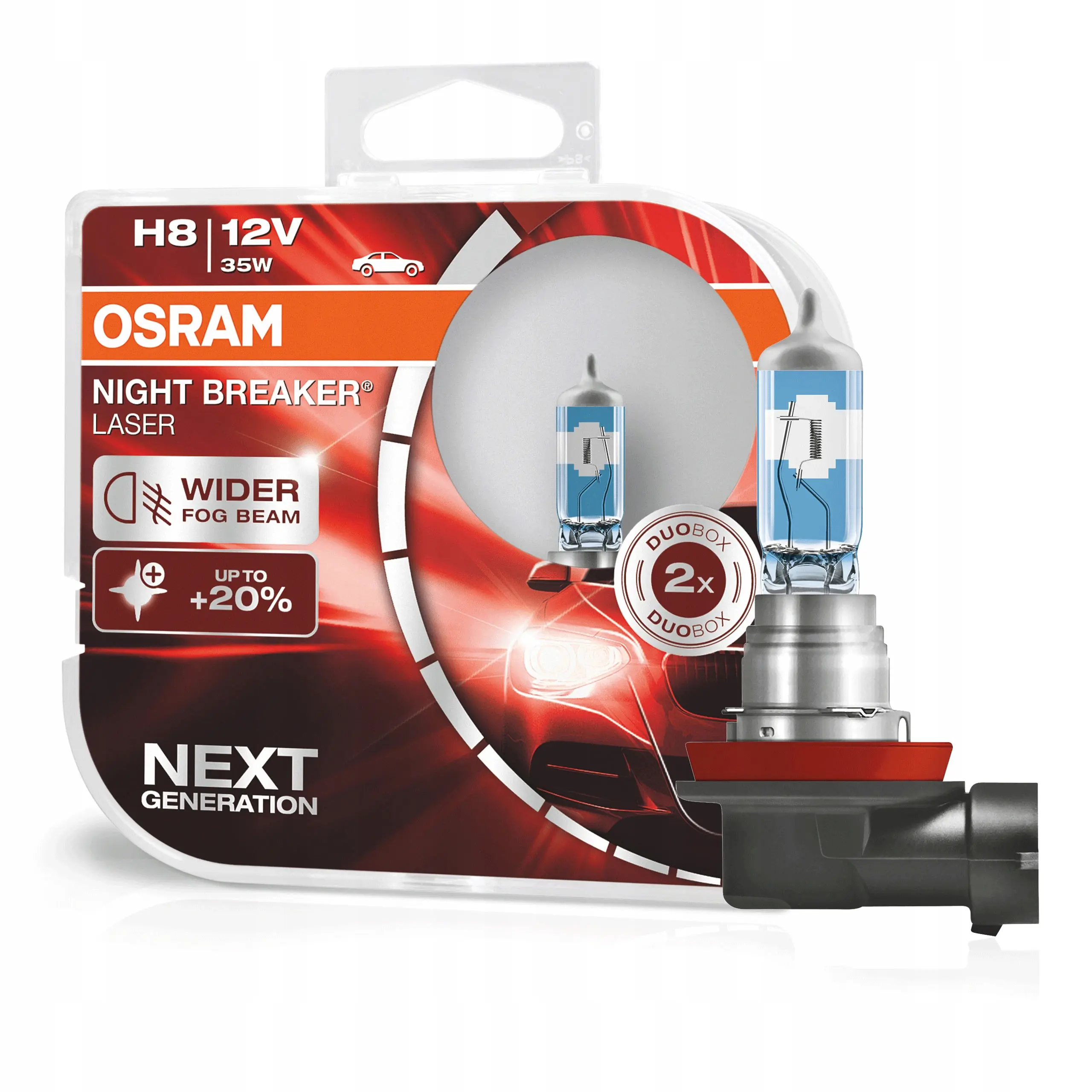 Halogenpære H8 Osram Night Breaker Laser +150% - sett 2 stk.
