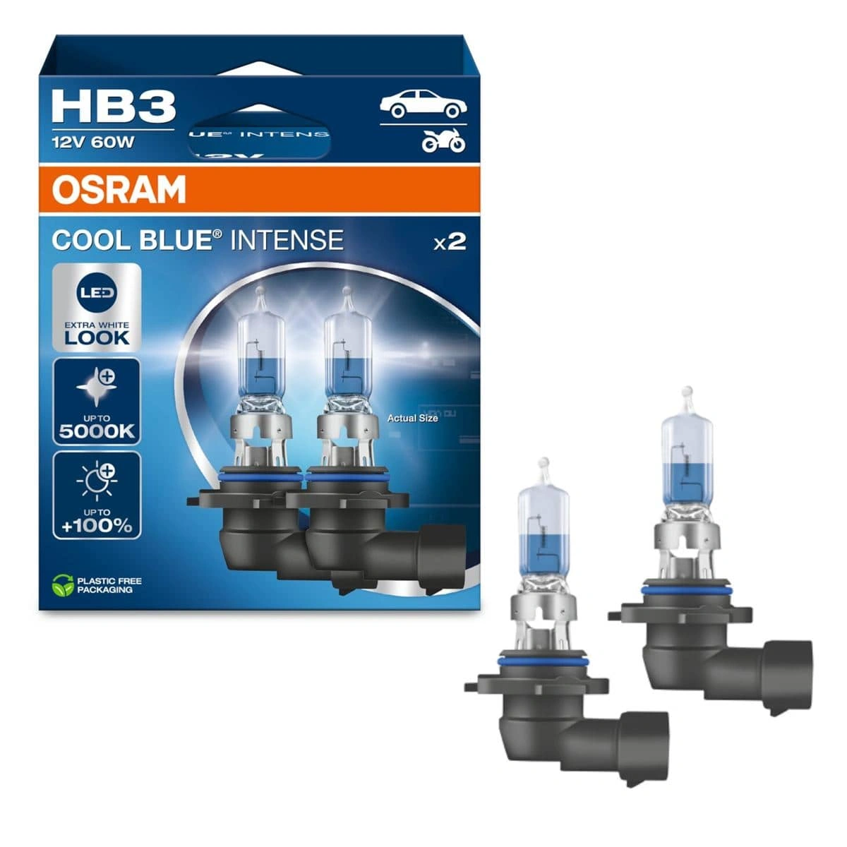 Halogenpære HB3 Osram Cool Blue Intense LED Look - sett 2 stk. – bilde 2