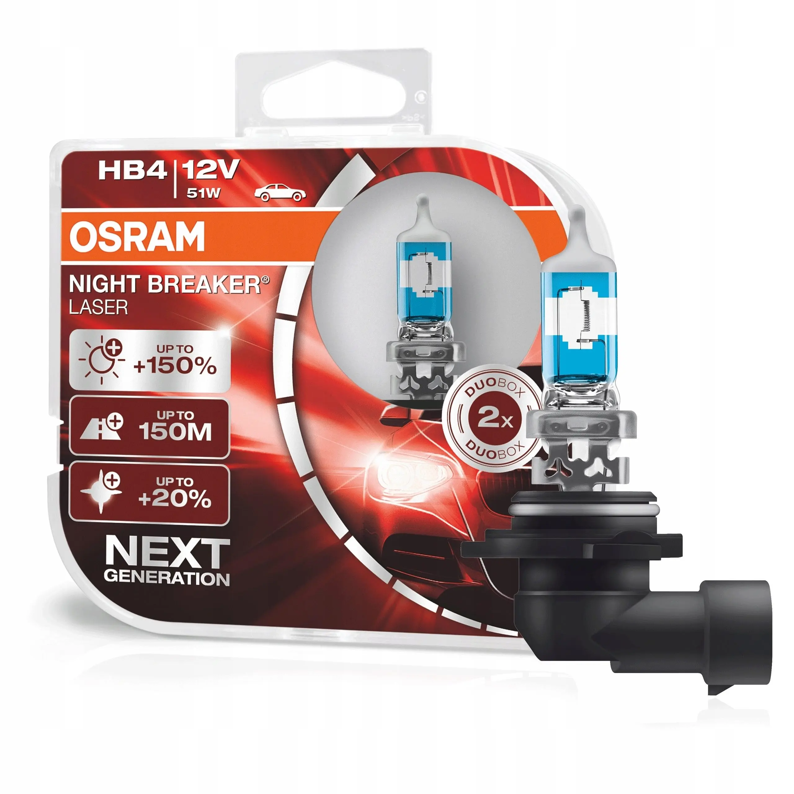 Halogenpære HB4 Osram Night Breaker Laser +150% - sett 2 stk.