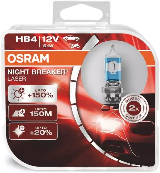 Halogenpære HB4 Osram Night Breaker Laser +150% - sett 2 stk. – bilde 2