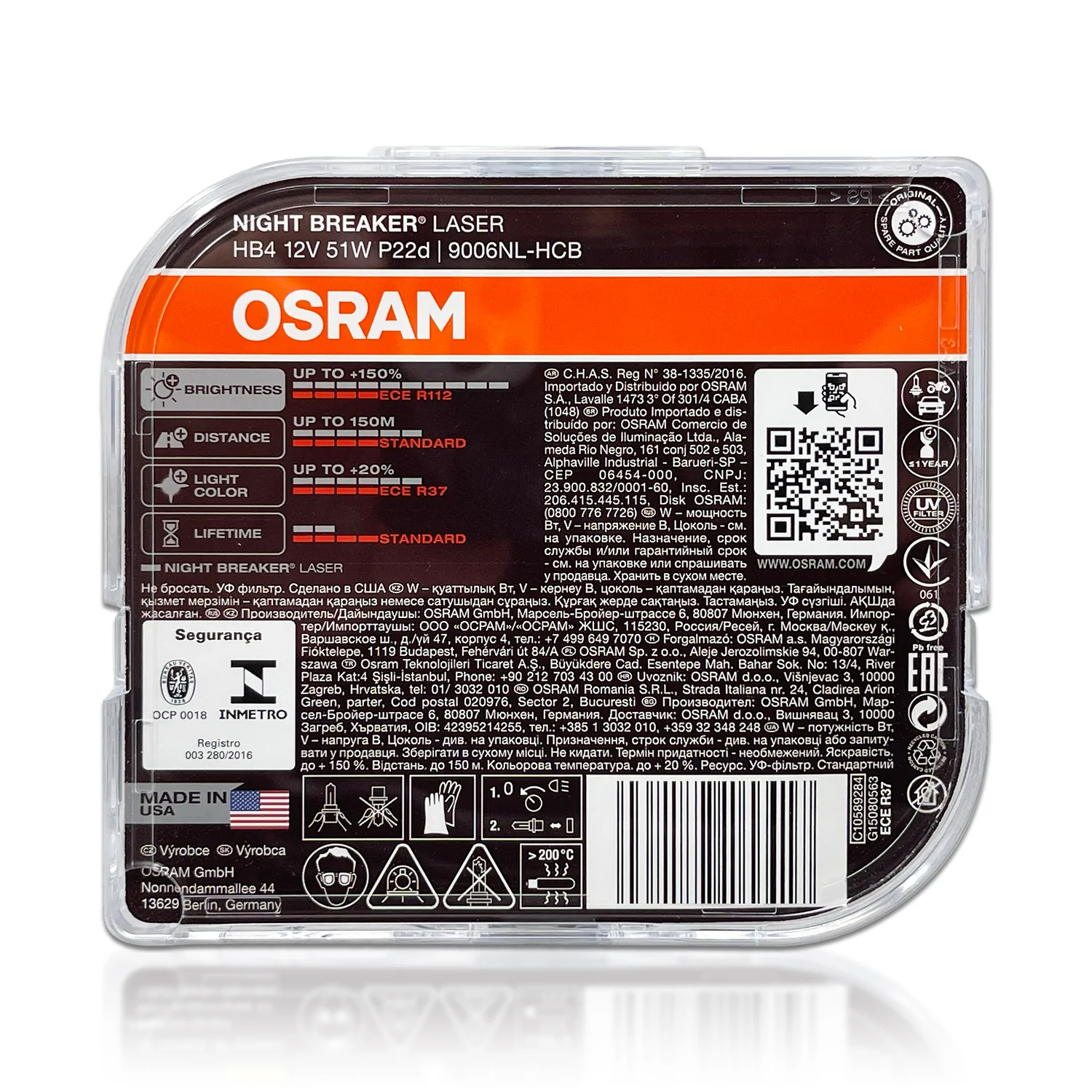 Halogenpære HB4 Osram Night Breaker Laser +150% - sett 2 stk. – bilde 4