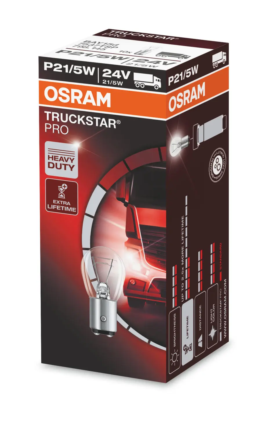 Halogenpære P21/5W Osram Truckstar Pro  24V - 1 stk.