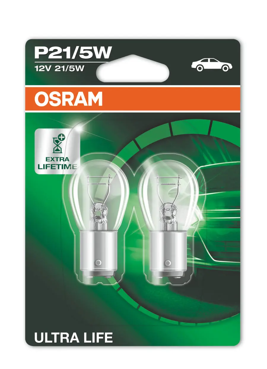 Halogenpære P21/5W Osram Ultra Life Extra Lifetime - sett 2 stk.