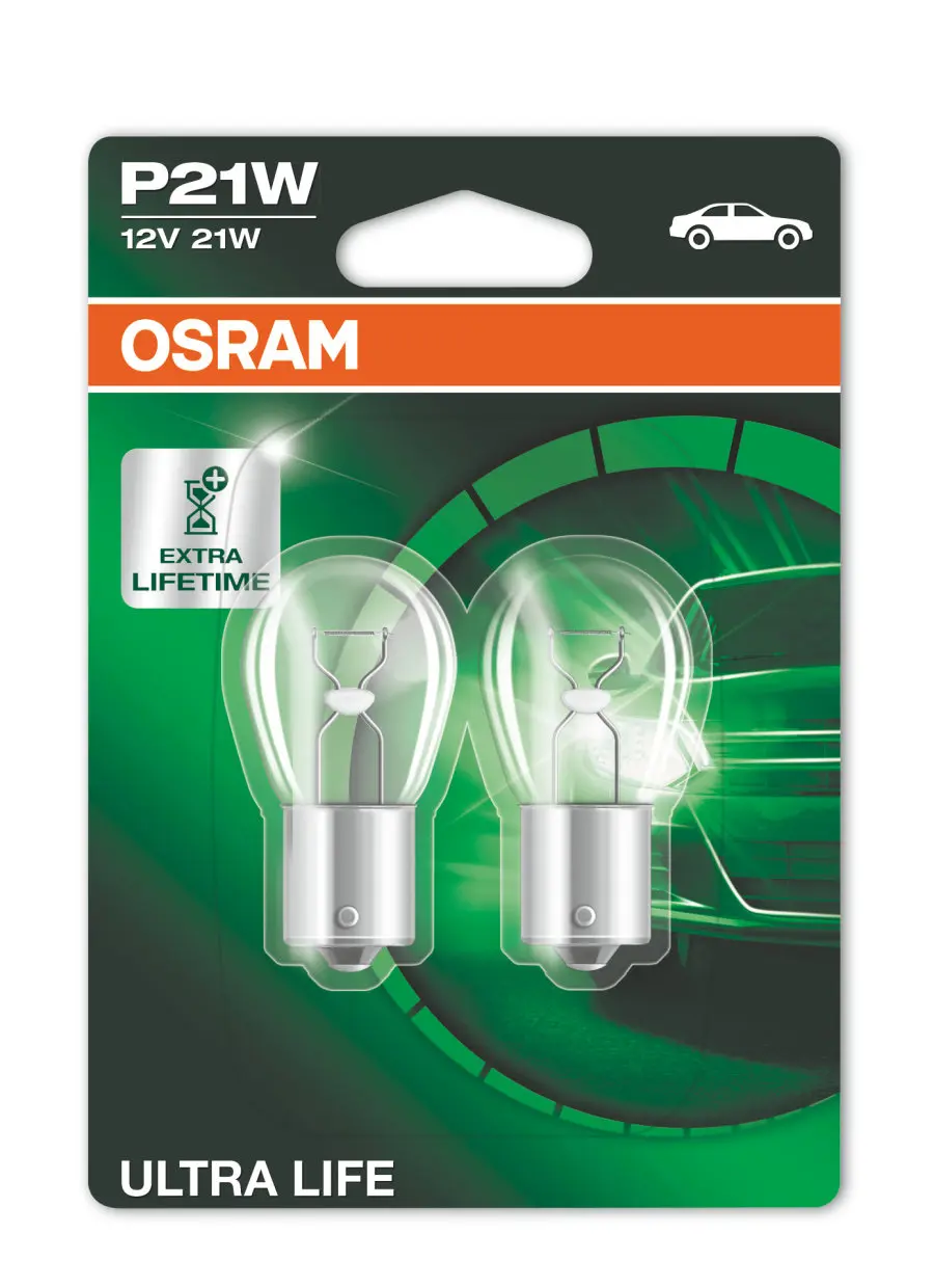 Halogenpære P21W Osram Ultra Life Extra Lifetime - sett 2 stk. Image 1