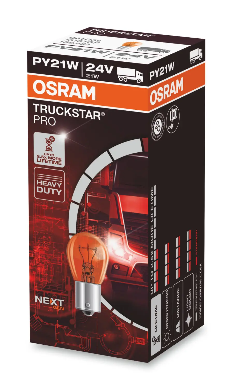 Halogenpære PY21W Osram Truckstar Pro 24V - 1 stk.
