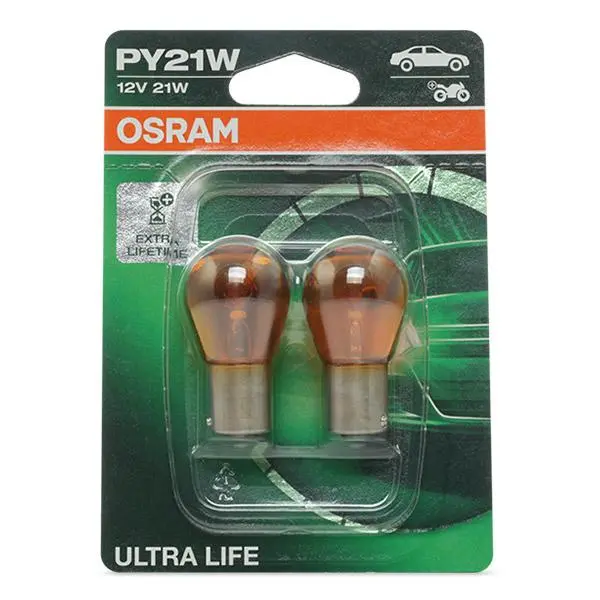 Halogenpære PY21W Osram Ultra Life Extra Lifetime Orange - sett 2 stk. – bilde 6