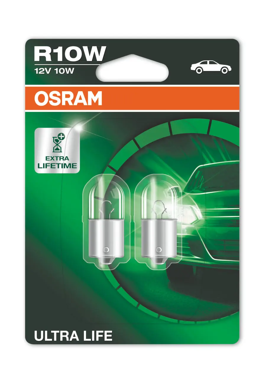 Halogenpære R10W Osram Ultra Life Extra Lifetime - sett 2 stk.