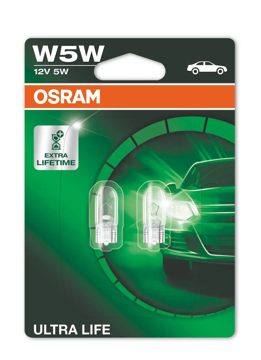 Halogenpære W5W Osram Ultra Life Extra Lifetime - sett 2 stk.