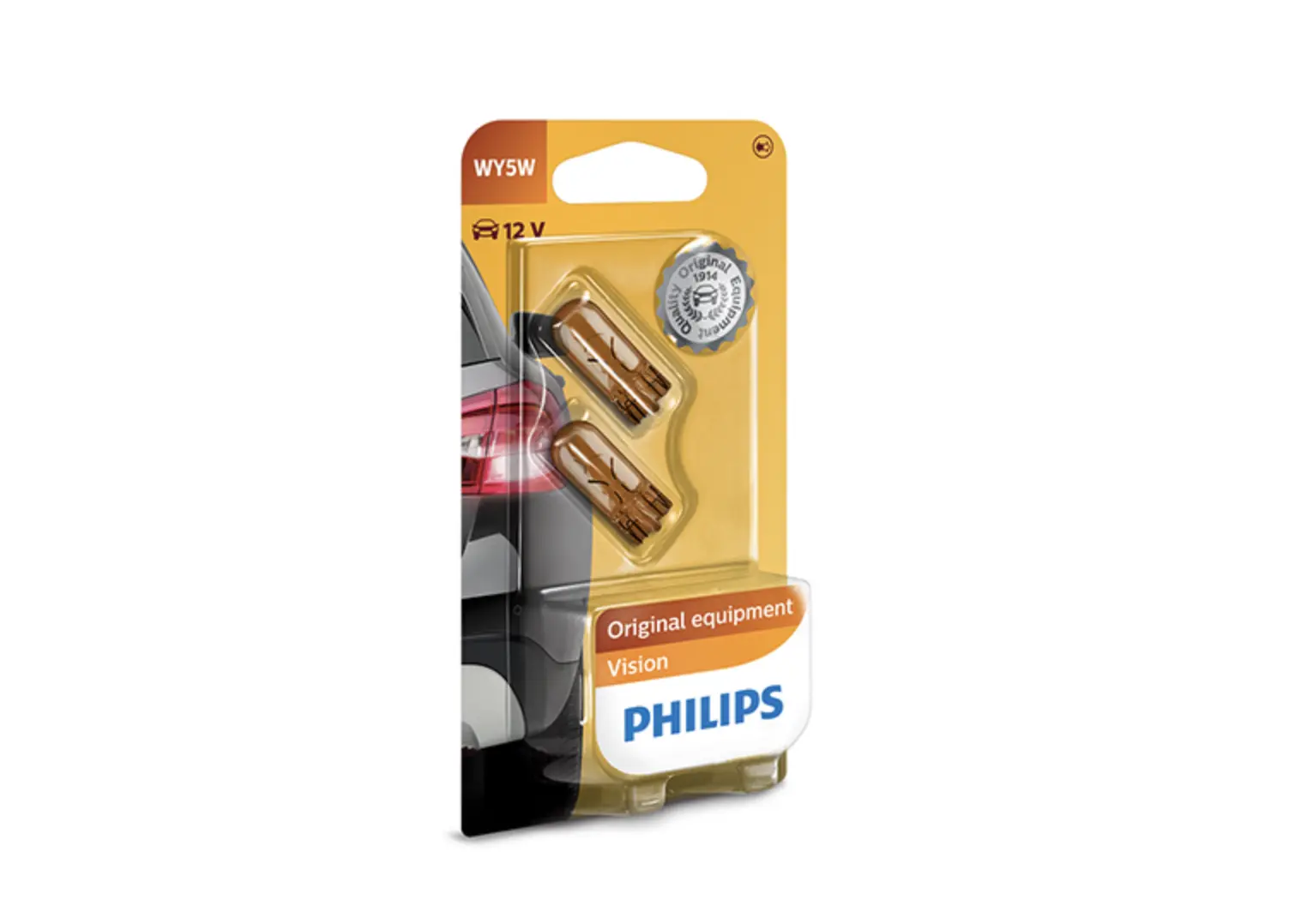 Halogenpære WY5W Philips Vision +30% Oransje - sett 2 stk.