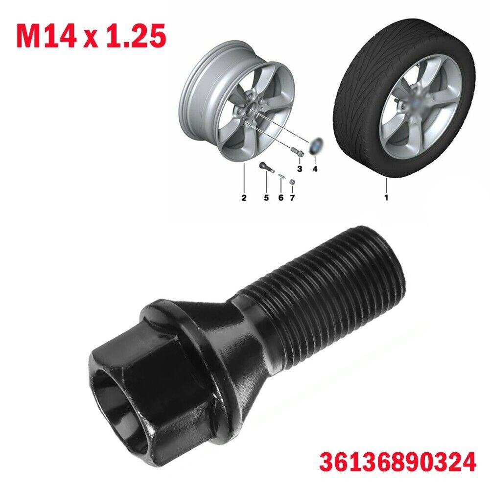 Hjulbolt BMW / MIni M14x1,25 - 27 mm │ Sinkbelagt rustbeskyttet Genuine® Alloy Wheel Bolt Black – bilde 2