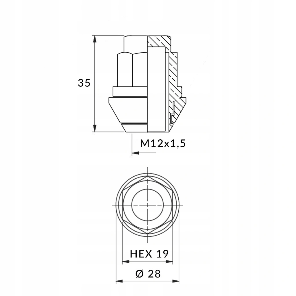 Hjulbolt M12x1.50  35mm │ Hjulmuttere Ford / Volvo - sett 20 stk. Image 5