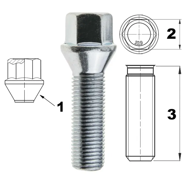 Hjulbolt M14x1.50 – 35 mm 1stk. Image 2