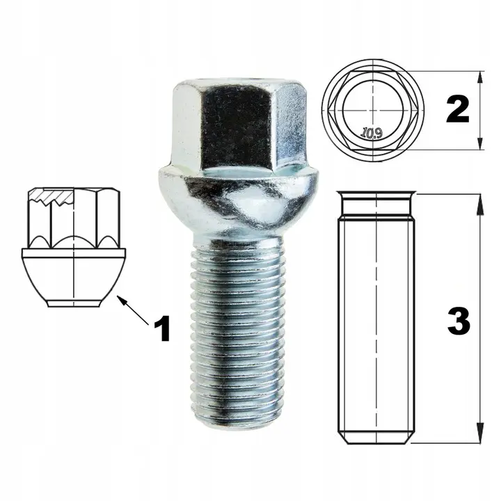 Hjulbolt sett M14x1,5 BORBET 20 stk. – bilde 3