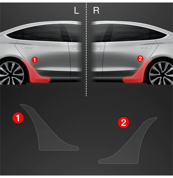 Hjulbuebeskyttere bak Tesla Model 3 2017 - 2023 │ PPF beskyttelsesfolie Gjennomsiktig BodyShield – bilde 2
