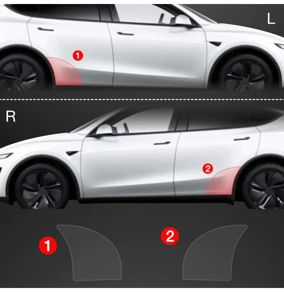 Hjulbuebeskyttere bak Tesla Model Y Juniper 2025 -> │ PPF beskyttelsesfolie Gjennomsiktig BodyShield – bilde 2