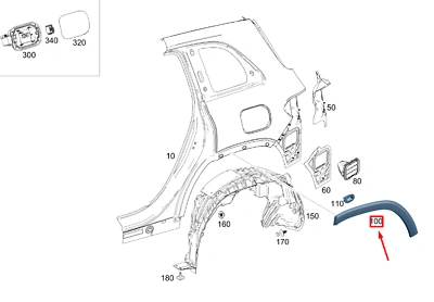 Hjulbuelist bak høyre Mercedes-Benz GLB (X247) / Mercedes-Benz EQB (X243) │ Genuine® Rear Right Wheel Arch Moulding – bilde 2