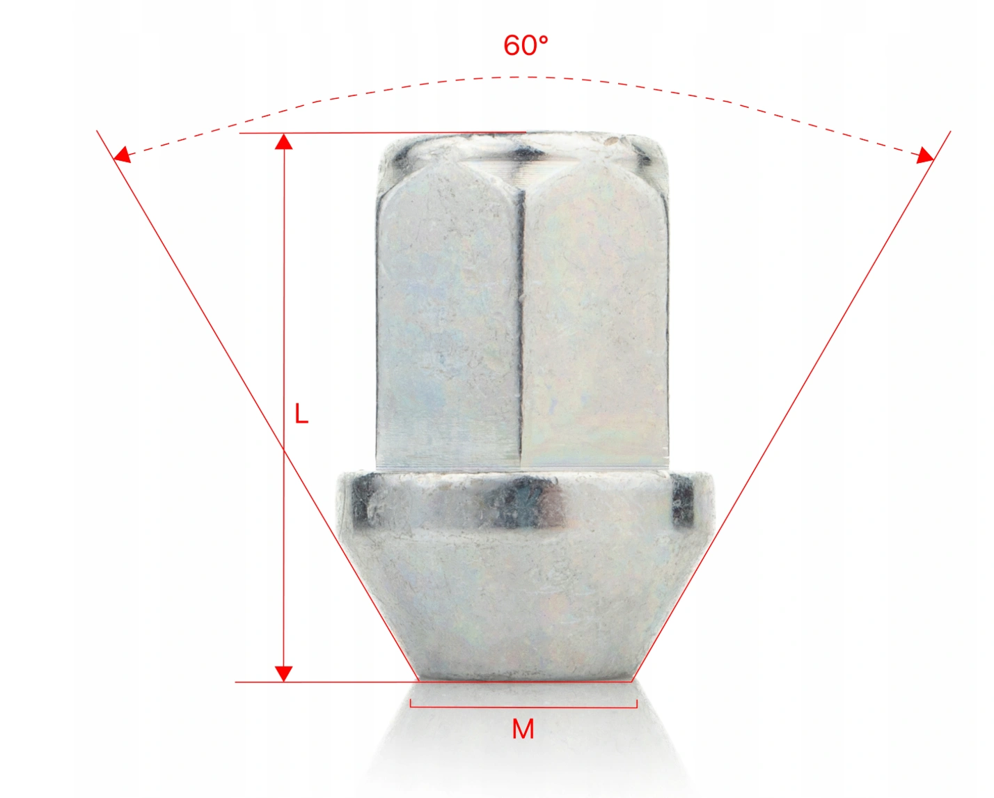 Hjulmuttere M14x1.5x33mm – Konisk sete, lukket type - sett 20 stk. Image 3