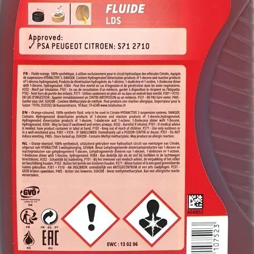 Hydraulikkolje Total Fluide LDS - 1000ml  | Citroen - Peuegot PSA S71 2710 Image 3