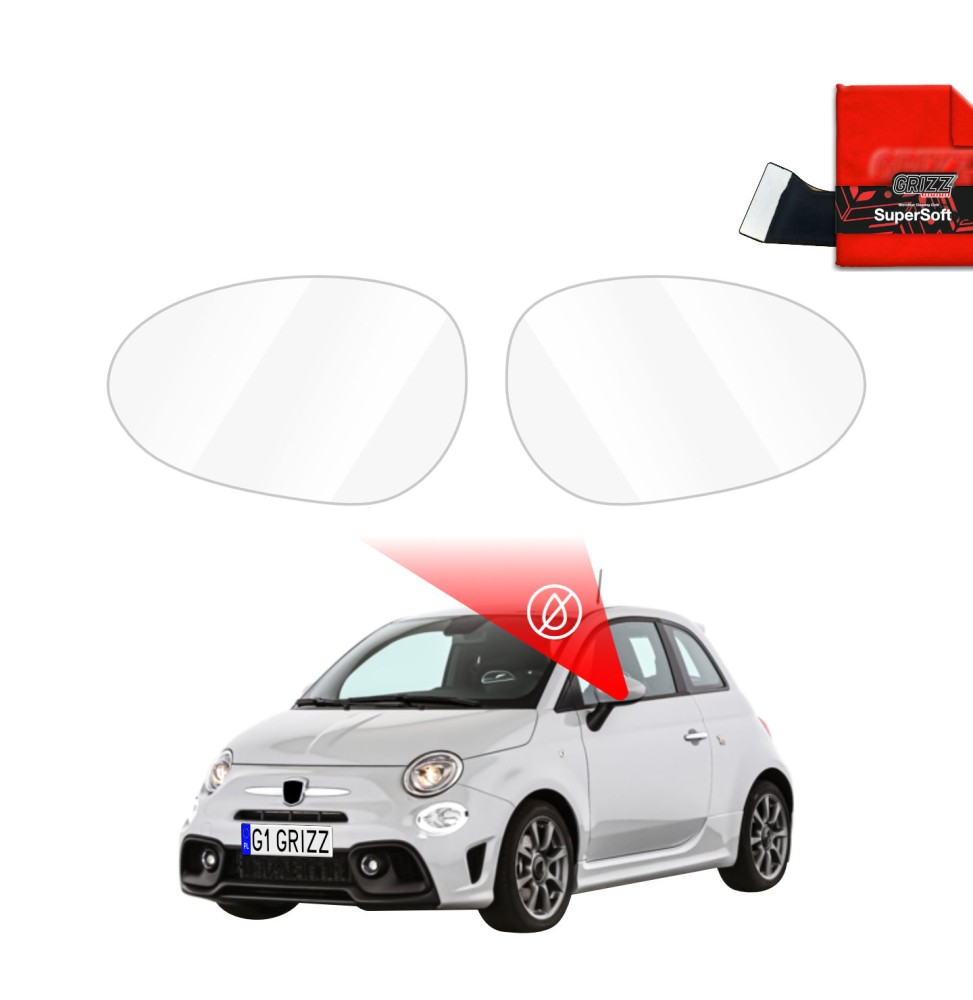 Hydrofil speilfolie Abarth 695 2016 - 2022 │ Folie mot regn for sidespeil – ZeroDrop Antidugg-folie