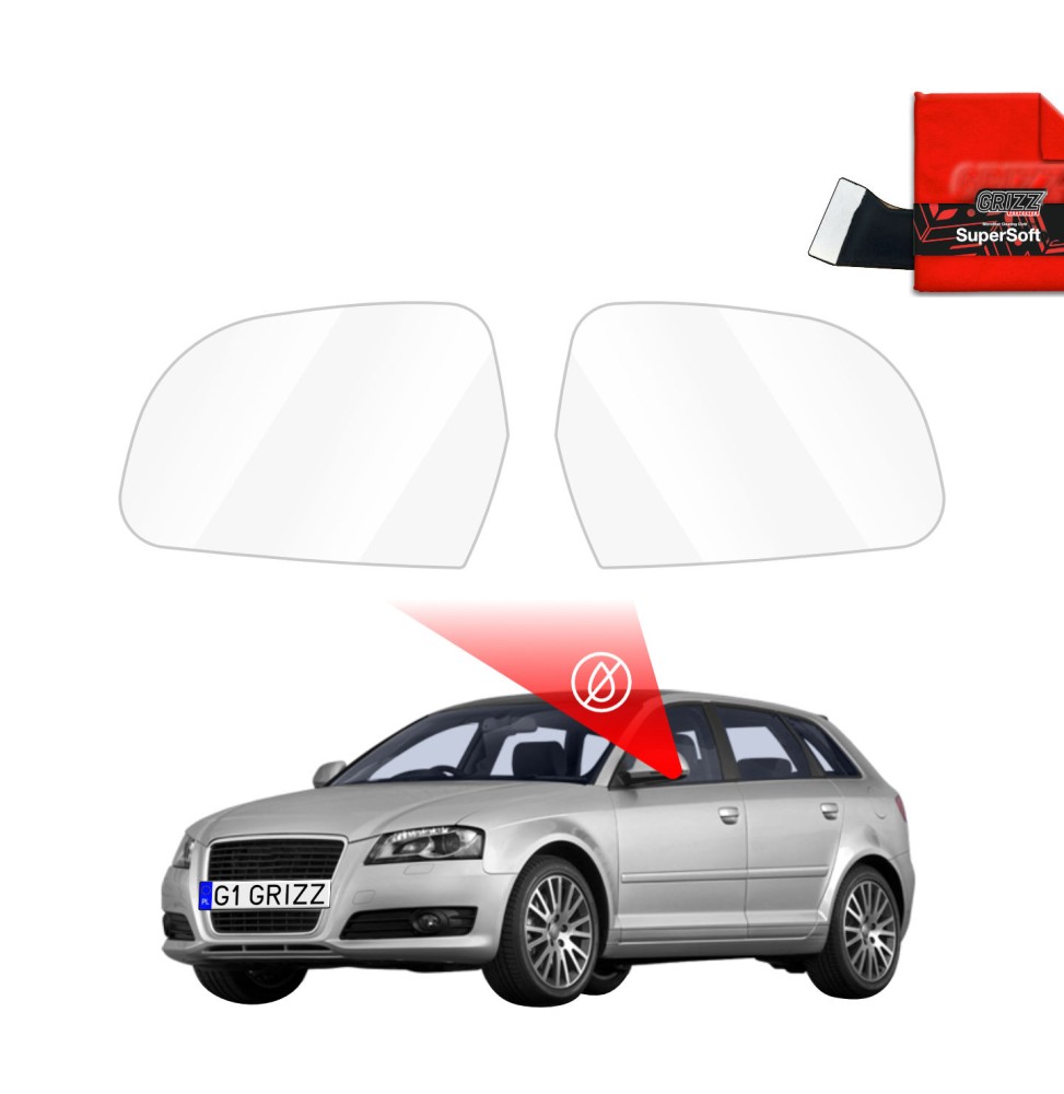 Hydrofil speilfolie Audi A3 (8P) 2008 - 2013 │ Folie mot regn for sidespeil – ZeroDrop Antidugg-folie